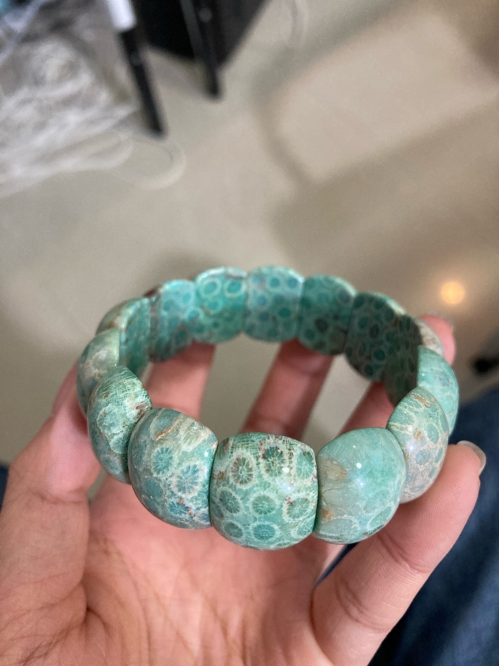 Turquoise Coral Stone Stretch Bracelet - Women Jewelry